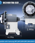 Washer Drain Pump Replacement For Samsung PX3516 01 DC31 00178A Replaces DC31 00187A dimensions illustration
