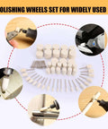 XUPYNAR 100-piece polishing buffing wheel set with 1/8 in shank for Dremel tools, assorted white buffing wheels top view