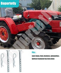 Heavy Duty Clevis Pin One Quarter Inch By Two And A Half Inches With Matching R Clip, Rust Resistant Hardware shown with tractor