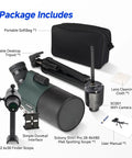 Mak Maksutov Spotting Scope Kit with finderscope, wifi camera, tripod, user manual, and soft bag 28-84x80mm travel telescope set