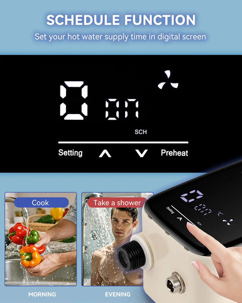 Smart Instant Hot Water Recirculating Pump Kit With Built In Thermostat And Digital Timer Under Sink Circulator System For Tank Heaters Packing Serious Heat, digital display for scheduling hot water.