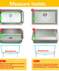 Diagram showing measurement instructions for Silicone Sink Protector Mat For Kitchen Sink Bottom Non Slip Scratch Resistant Shield For Farmhouse Sinks Fits 12 To 30 Inch Models Gray Rear Drain Design Protects Dishes And Sink Surfaces From Scratches And Damage Easy Clean, highlighting measuring base and drain hole location.