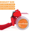 Packing Tape With Dispenser 2.6 Mil Thick 1.88 Inch By 55 Yard Heavy Duty Clear Box Tape with red dispenser side view