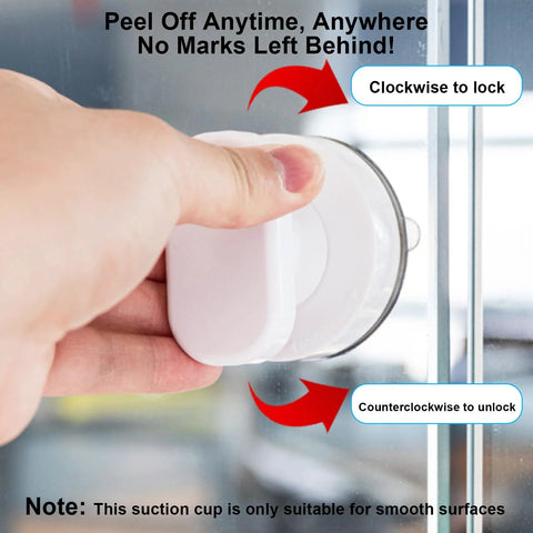Hand installing 2 Pack Suction Cup Handles For Glass Surfaces And Smooth Walls No Drilling Required Installation on a glass door.