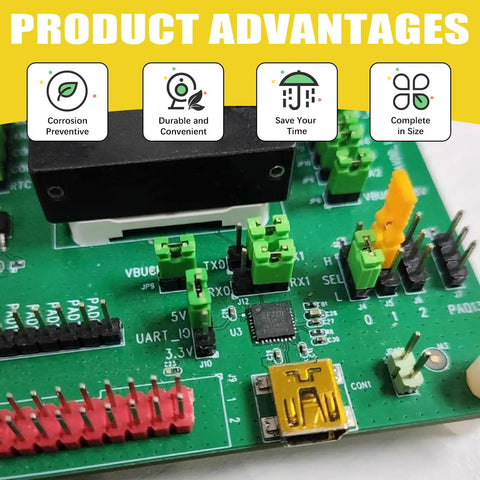 300Pcs Jumper Cap Kit 2.54mm 2.0mm 1.27mm Mixed Colors Open And Closed Caps on green PCB for Arduino Raspberry Pi projects
