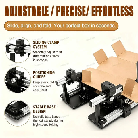 Heavy Duty Manual Box Folding Tool Adjustable Corrugated Cardboard Folder with sliding clamp and stable base design.