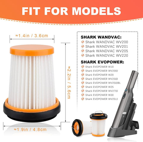 Replacement Vacuum Filter For Wandvac Ion W1 S87 Cordless Handheld Vacuum WV201 WV200 WV205 WV220 Pro Grade High Efficiency Filtration That Traps Dust Hair Pet Dander And Allergens 8 Pack XHFWV200 dimensions and compatibility