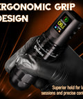 Wireless Rotary Tattoo Gun Kit With Cordless Pen, 1800mAh Battery And OLED Screen, ergonomic grip design in hand