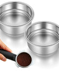 Two Pack 51mm Stainless Steel Espresso Filter Baskets For Portafilter Machines Pressurized Cup Filters For 1 Or 2 Cup Brews