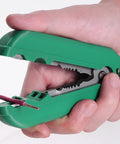Heavy Duty Metal Wire Stripping Tool For Electricians And DIY Pros in use, showcasing ergonomic anti-slip grip and wire stripping.