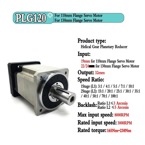 Next-Level Helical Planetary Gearbox For Nema 17 23 34 Stepper Motor With 50 To 1 Reduction Ratio And 35 Mm Input Shaft Compact industrial speed reducer with 32mm output.