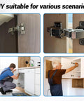 4 Pack Frameless Soft Close Cabinet Hinges 170 Degree Concealed Full Overlay for Kitchen Cabinets DIY Install