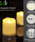 Rechargeable Flameless Votive Candles With Remote And Timer, 12 Pack Warm White Electric Tea Lights, USB Charging Cable Included