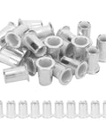 200 Pc M6 Aluminum Rivet Nuts Pack Zinc Plated Hex Body Fasteners For Slick Self Clinching Attachments On Sheet Metal And Hardcore Diy Builds That Lock Down Tight No Sweat, assorted angles on a white background.