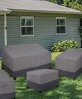 Heavy Duty Outdoor Patio Ottoman Cover With Waterproof Fabric on furniture in garden setting, weatherproof protection