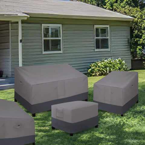 Heavy Duty Outdoor Patio Ottoman Cover With Waterproof Fabric on furniture in garden setting, weatherproof protection