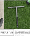 Stainless Steel Tubular Soil Probe For Lawn And Garden Sampling Lightweight Grab And Go Compact Design T Style Handle Ergonomic Grip Easy Transport Deep Soil Testing Tool For Fertilizer And Soil Condition on grass with garden tools