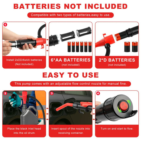 Battery installation instructions for Grab And Go Battery Powered Transfer Pump Portable Cordless Electric Siphon For Gas Diesel And Water Quick Flow.