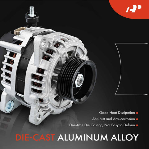110 Amp 12V Alternator For Mitsubishi Lancer 2004 2005 2006 2.4L And Outlander 2003 2004 2005 2006 6 Groove Pulley Clockwise Replacement Part OEM Grade 1800A064 MN183450, die-cast aluminum design