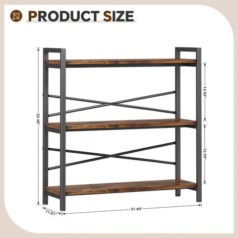 Built Like A Tank Three Tier Bookshelf With Pretty Dang Roomy Shelves, Industrial Vintage Wood And Metal Storage Rack dimensions 11.81L x 31.49W x 31.88H