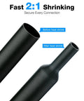 2:1 Heat Shrink Tubing Kit With 162Pcs In 9 Colors And 6 Sizes for DIYers, showing before and after shrink example.