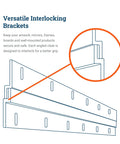 Diagram of 30 Inch French Cleat Hanger with interlocking brackets for heavy duty mirrors, pictures, and cabinets mounts.