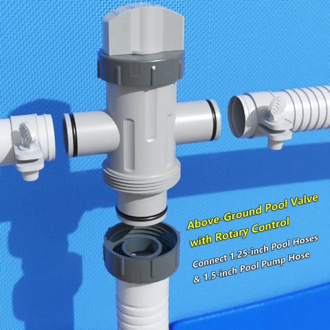 Pool Plunger Valve With Shut Off On For Above Ground Pools Hose Adapter Replacement Fits One And One Quarter Inch Or One And One Half Inch Pool Hoses Ideal For Skimmers Pumps Filters And Saltwater Systems 1 Pack, gray PVC valve with rotary control