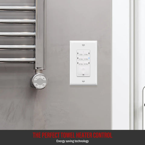 30 Minute Neutral Countdown In Wall Switch Timer 2 Pack Auto Off For Fans And Lights Including LEDs CFLs Save Energy With 7 Button Push Set And Set It And Forget It Easy Install Ideal For Vent Fans And Ceiling Fans wall switch on bathroom wall