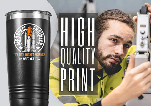 Space Themed 20oz Stainless Steel Tumbler With Lid, Double Wall Vacuum Insulated Travel Coffee Mug For Men, Hilarious It's Not Rocket Science Oh Wait Yes It Is Quote With Rocket Launch Logo Gift next to engineer