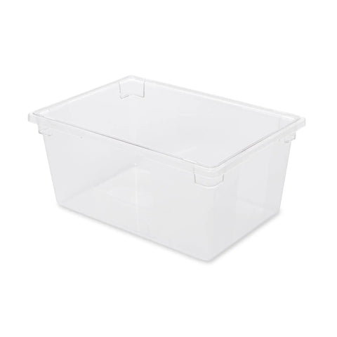 Clear Polycarbonate Food Storage Tote 16.5 Gallon For Restaurant Kitchen Cafeteria BPA Free Durable Tote with rounded corners.