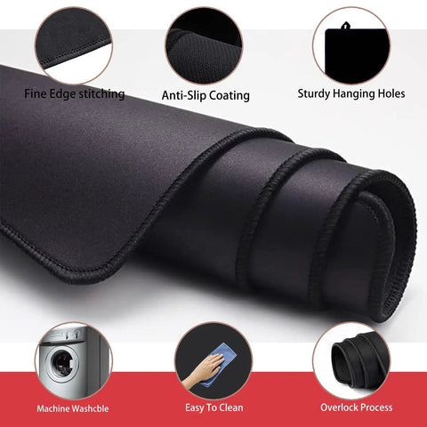 Foldable Electric Stove Top Protector With Grippy Anti Slip Rubber Surface, Black 27.9x20 Inches, rolled with stitching detail