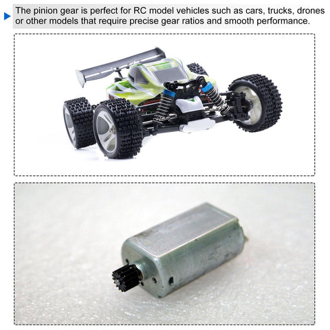 RC car with 4Pcs 48P Pinion Gear Set For 3.175mm Shaft With 40T 41T 42T 43T Beefy Aluminum Alloy Pinions displayed on motor