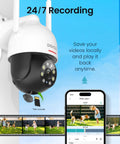 2K WiFi Outdoor Security Camera With 360 Degree Pan Tilt 3MP HD Smart Motion Detection And Siren Two Way Audio Full Color Night Vision Waterproof Dome Cam For Home And Outdoor Use