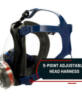Industrial-Grade Full Face Respirator Mask With Anti-Fog Scratch-Resistant Lens Bayonet Filter Compatibility Side View