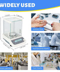 Hyper Accurate 0.0001g Analytical Balance With LCD Display 18 Units USB RS232 Interface For Schools And Labs dimensions shown