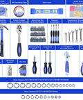 146 Piece Metric Home Tool Kit Set With Portable Toolbox For Homeowners, Diyers, And Handymen, Auto Repair Essentials featuring pliers, screwdrivers, ratchet, and sockets.