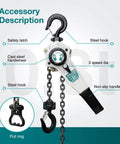 Lever Chain Hoist 1750 Lb 10 Ft Come Along Ratchet Hoist Alloy Steel G80 Chain With 2 Hooks accessory details
