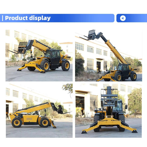 Workhorse Industrial Telescopic Handler Featuring Slick Hydraulic Forklift And Quick Attach Loader Reach Boom in operational display.
