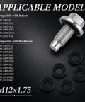 Premium M12 Oil Drain Plug Kit With Five Gaskets Fits Chevy GMC Ford Lincoln Zinc Plated Engine Oil Bolt Replacement For EJ7Z6730A And More Perfect Fit And Heavy Duty Leaks To Stop, M12x1.75