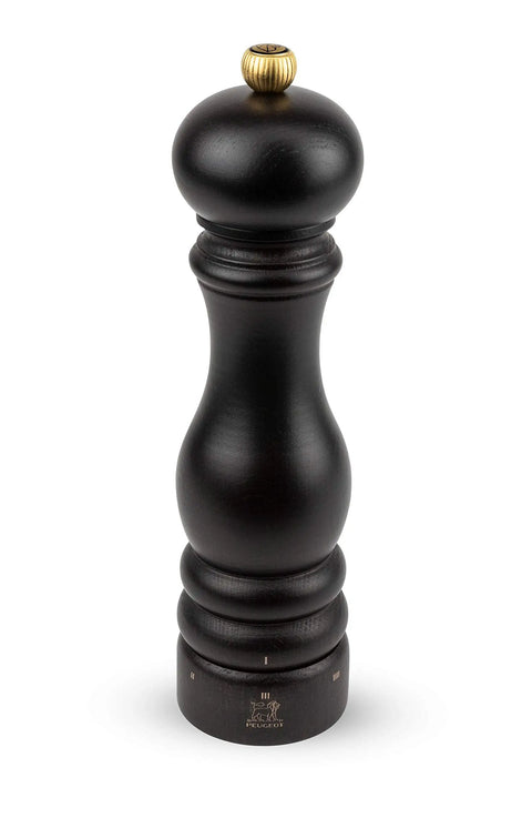 Chocolate Finish Wood Pepper Grinder With U Select Settings 9 Inch 22 Cm Even Grind Every Time Durable Kitchen Must-Have For Home Cooks Classic French Style Pepper Mill For Fresh Ground Pepper On Demand