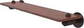 22 Inch Solid IPE Ironwood Shelf in Venetian Bronze, wall mounted with concealed screws shown at an angle