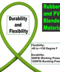 Hybrid Rubber Air Hose Three Eighths Inch By One Hundred Feet Three Hundred PSI looped design, flexibility and durability features