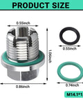 Oversize Piggyback Oil Drain Plug Kit Stainless Steel Self Tapping Oil Pan Thread Repair With O Ring And L Wrench Size M14 for Vehicles