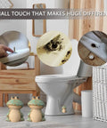 Cute Frog Ceramic Toilet Bolt Caps With Frog Shape Design Hidden Screw Covers For Bottom Of Toilet Decorative And Easy To Install Green Toilet Bowl Bolt Covers For Bathroom Decor Dope Look front view