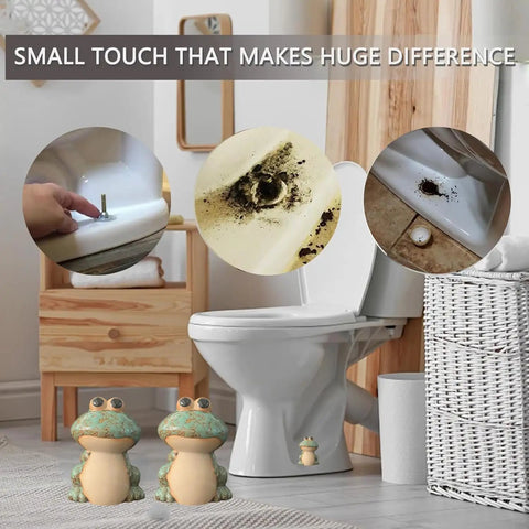 Cute Frog Ceramic Toilet Bolt Caps With Frog Shape Design Hidden Screw Covers For Bottom Of Toilet Decorative And Easy To Install Green Toilet Bowl Bolt Covers For Bathroom Decor Dope Look front view