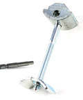Heavy Duty Joint Connectors For Countertops And Butcher Blocks 5 Pack With T30 Torx Bit showing zinc plated miter bolt and driver.