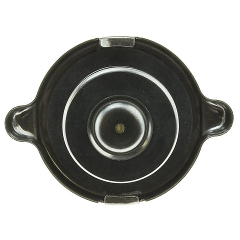 Top view of T-13 Radiator Cap Drop-In Fit For Ford F-150 75-96, Ranger 83-97, F-250 66-97, Jeep Wrangler 87-93, featuring round black design