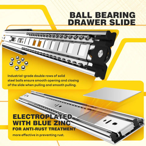 One Pair Heavy Duty Drawer Slides 12 To 40 Inch Full Extension Ball Bearing Rails For Cabinets And Tool Boxes 150 Lb Load
