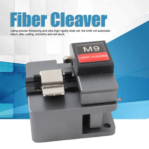 Cloimei High Precision Optical Fiber Cleaver Automatic Return System Tungsten Steel Cutter V-Groove tool angled view for splicing.