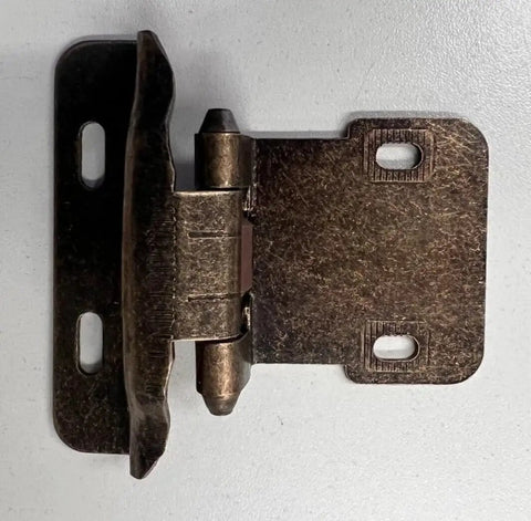 One Quarter Inch Brass Semi Wrap Overlay Cabinet Door Hinge With Self Close Built Tough Brown Finish